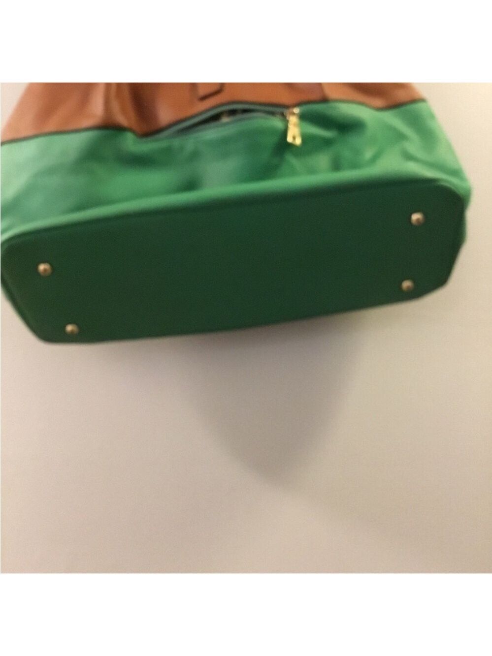 Black Rivet Woman’s handbag kelly green and brown with braided handles - Picture 4 of 15